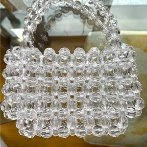 Vintage style retro rock crystal clear beaded seasonless bag